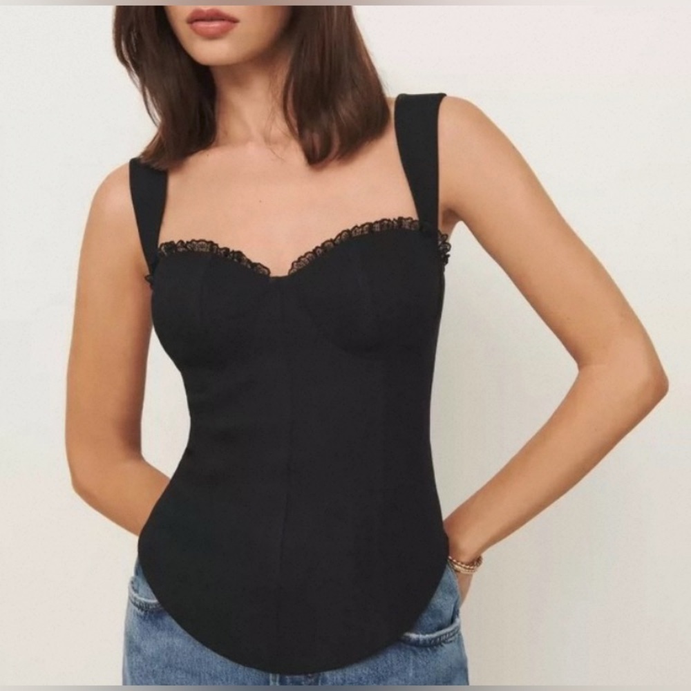 New Reformation Alisa Lace Sweetheart Top size 2 - Picture 3 of 12